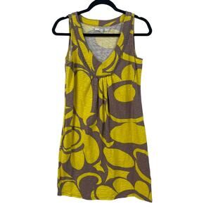 Boden Sleeveless Pom Pom Trim Shift Dress Brown Yellow Womens 6